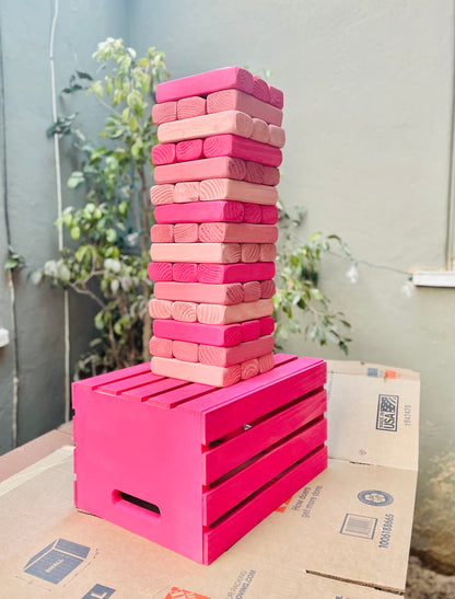 GIANT TUMBLE TOWER GAME 3 PINK + CRATE & STAND