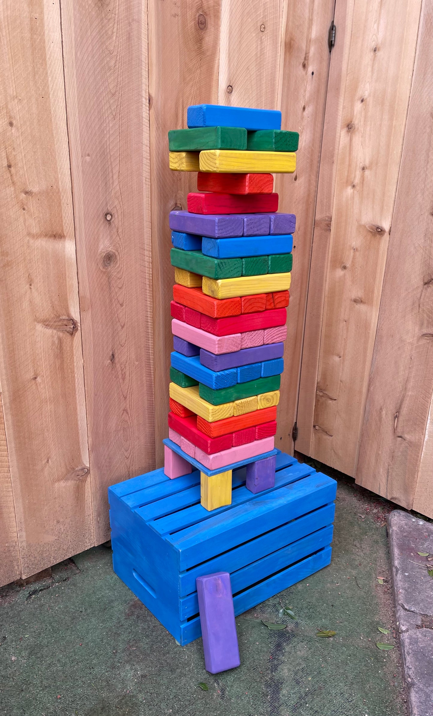 GIANT Tumble Tower GAME COLORFUL Rainbow + CRATE & STAND