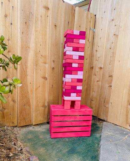 GIANT TUMBLE TOWER GAME 3 PINK + CRATE & STAND