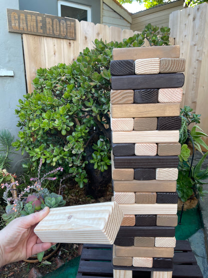 GIANT Tumble Tower GAME STAINED + Carrying CASE & STAND
