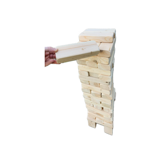 GIANT TUMBLE TOWER GAME NATURAL WOOD + STAND