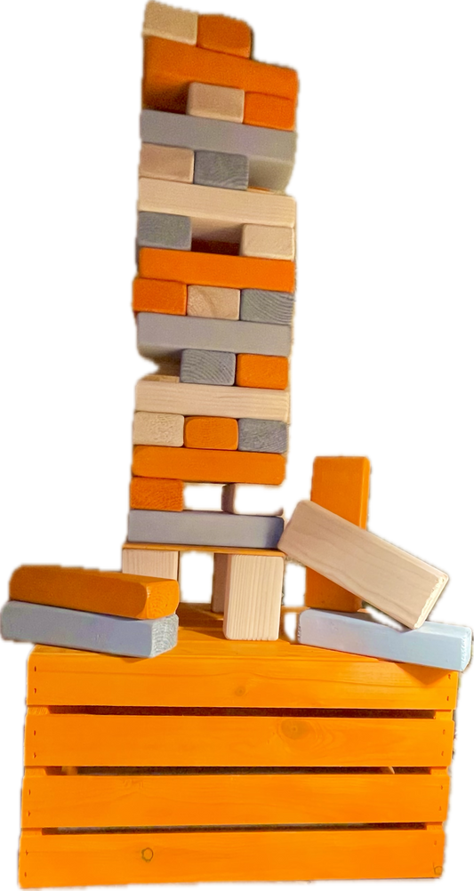 Giant Tumble Tower GAME Stained + CRATE & STAND