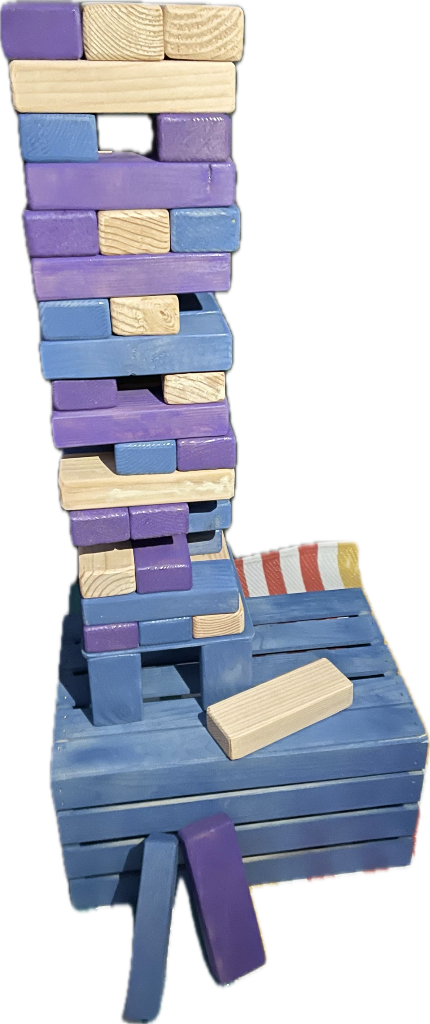 GIANT Tumble TOWER GAME STAINED in 2 Colors + CRATE & STAND