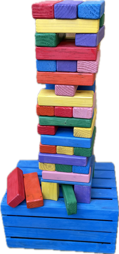 GIANT TOWER GAME, RAINBOW + CRATE & STAND