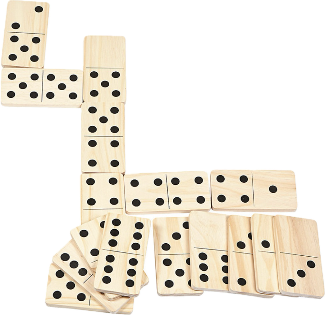 Giant DOMINOES Game 28 WOOD Tiles with Storage Bag