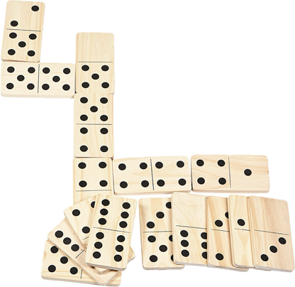 Giant DOMINOES Game 28 WOOD Tiles with Storage Bag