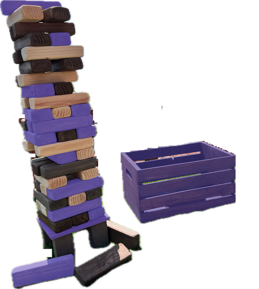 GIANT Tumble TOWER GAME STAINED in 2 Colors + CRATE & STAND