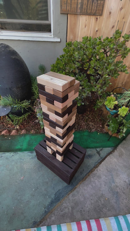Giant Tumble Tower GAME Rustic Stained + CRATE & STAND