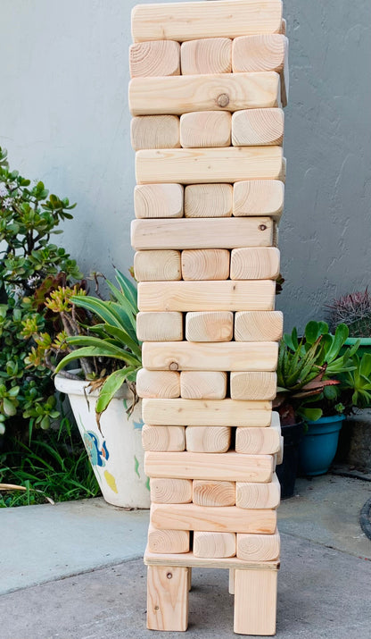 GIANT TUMBLE TOWER GAME NATURAL WOOD + STAND