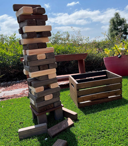 Giant Jumbo Tumble Tumbling Tower Jeng large topple Play up 6ft Crate & Stand Wood Stack Block yard games lawn drinking party wedding tipsy