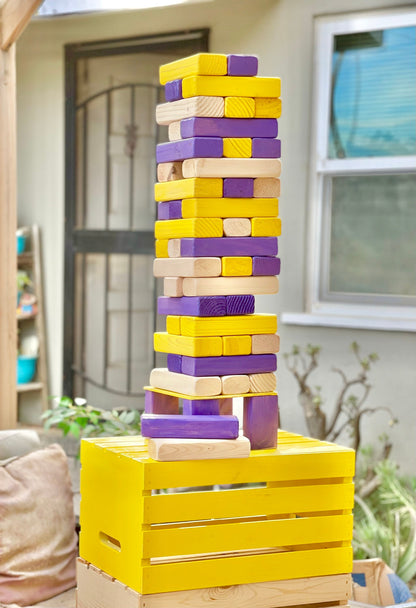 Jumbo Giant Tumble Topple Tower Game Jeng Play with 54 blocks inc crate & stand table 6 holes 10 fun Stacking yard lawn Tipsy wedding